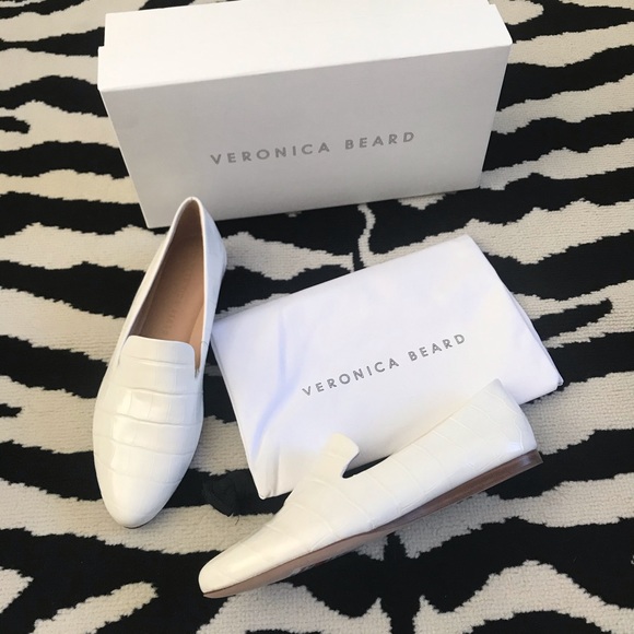 NWT Veronica Beard Griffin White Croc Embossed Slip On Loafer Size 7.5 - Picture 5 of 11